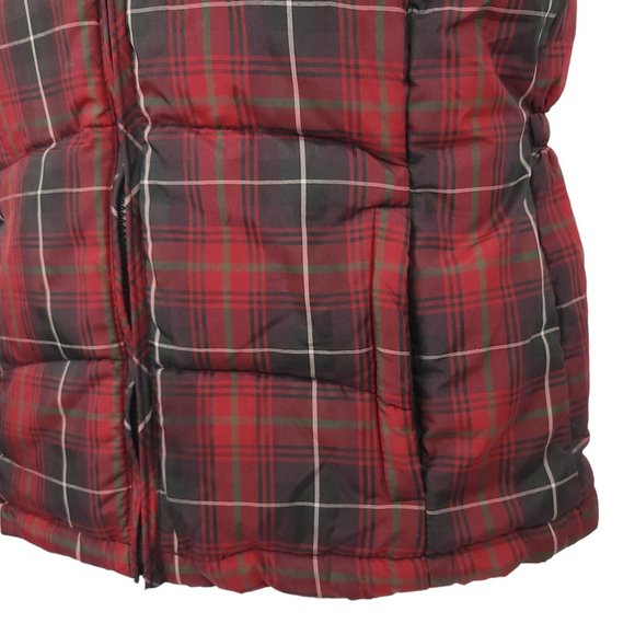 In Style We Trust NY Reversible Zip Puffer Vest Womens M Red Tartan Plaid Black - Picture 8 of 16